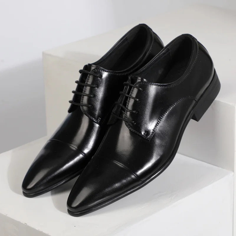 

2019 Spring New Style Leather Shoes Pointed-Toe MEN'S Leather Shoes England Business Men Formal Wear Shoes Large Size Leather Sh