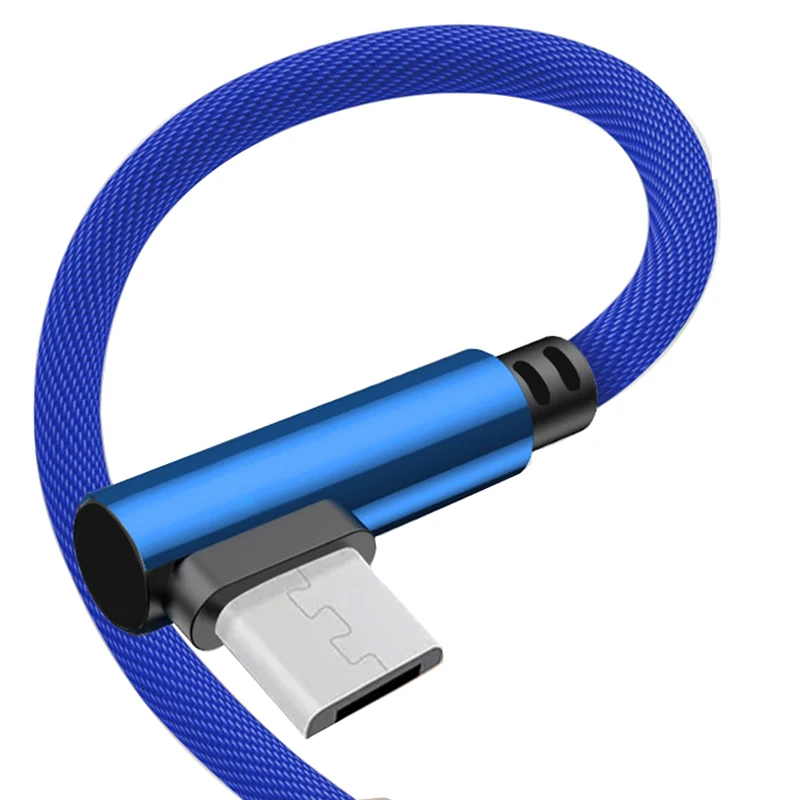 Провод для быстрого заряда, USB кабель для мобильного телефона, нейлон, Тип C, 90 градусов, микро кабель для передачи данных с для huawei iphone X, Xiaomi, samsung