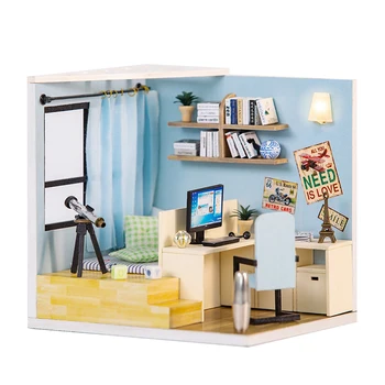 

Christmas Doll house model toys role play elegant house furnishing articles Happiness fossa room children toys not include glue