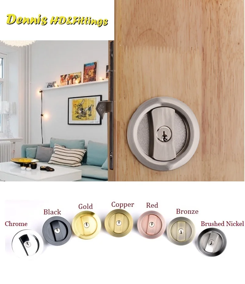 Best Round Sliding Door Mortise Lock Set Kit 35 50mm Door Hook Lock Pocket Door Bath Bed Room Balcony Chrome Gold Bronze Matte