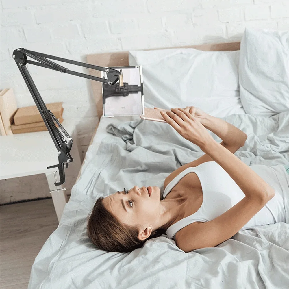 4 bis 12 Zoll Tablet Ständer Halter für iPad Pro 2 3 4 Air Mini Unterstützung Lange Arm Handy Tablet Bett/Desktop Clip Halterung – Detail 2