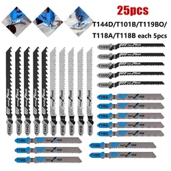 Lames de scie sauteuse, jeu de lames assorties en métal et bois, travail du bois, T144D/T244D/T118A/T111C, 25 pièces 