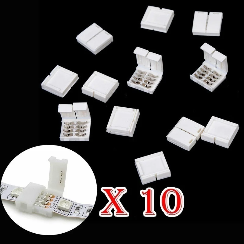 4Pin 10mm 5050 RGB LED Strip Connector Free font b Solder b font Connector font b