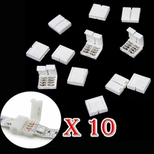 4Pin 10mm 5050 RGB LED Strip Connector Free Solder Connector For Connecting Corner Right Angle Power Led Strip Connector(10 Pcs)