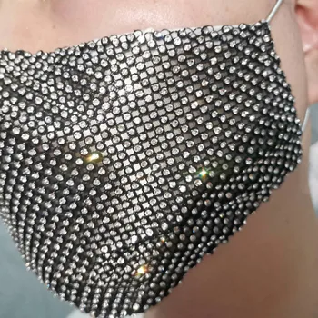

Trendy Rhinestone Mouth Face Mask Virus for Women Personalise Decorative Face Mask Crystal Prom Party Jewelry Gift