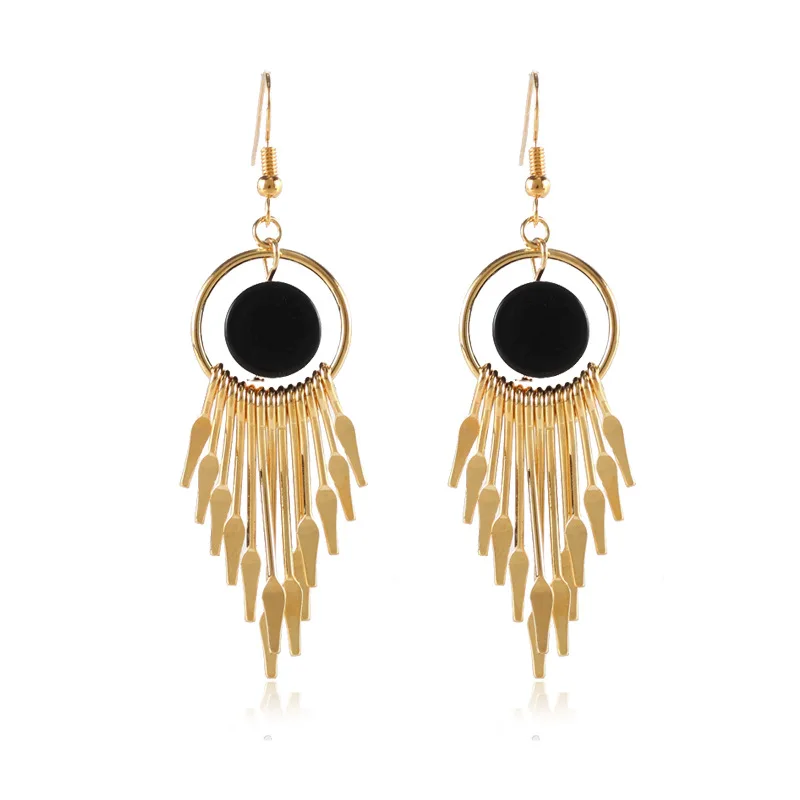 New Dangle Gold Color Metal Elegant Large Earrings Long Design Vintage Tassel Drop | Украшения и аксессуары
