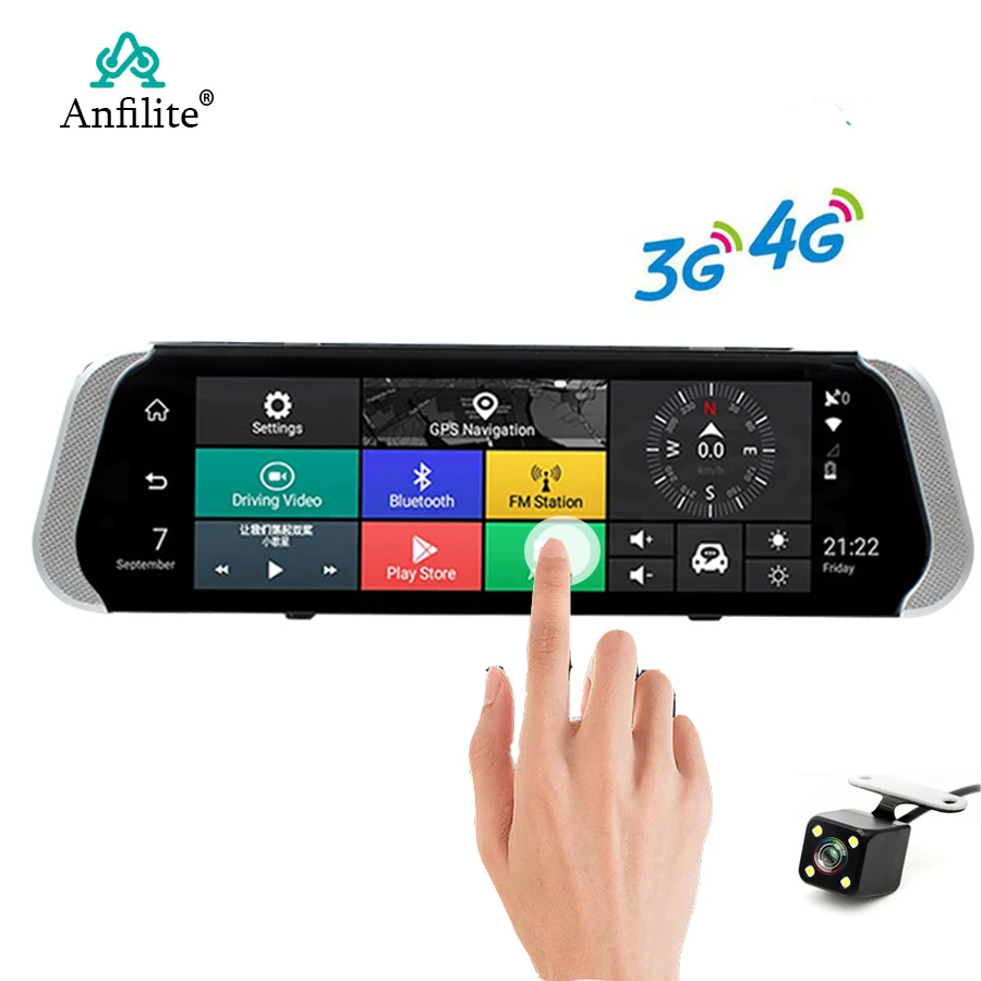 Anfilite 10 дюймов 3G/4G Android автомобильный видеорегистратор 1080P видеокамера gps