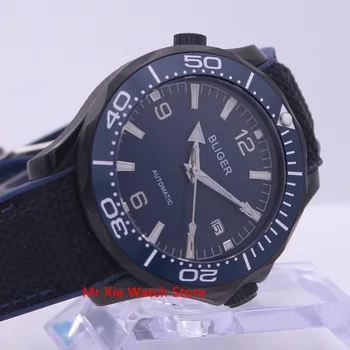 

Bliger 40mm Automatic Mechanical Watch Men Luxury Brand Sapphire Luminous Waterproof Rubber Strap Calendar Wristwatch Men