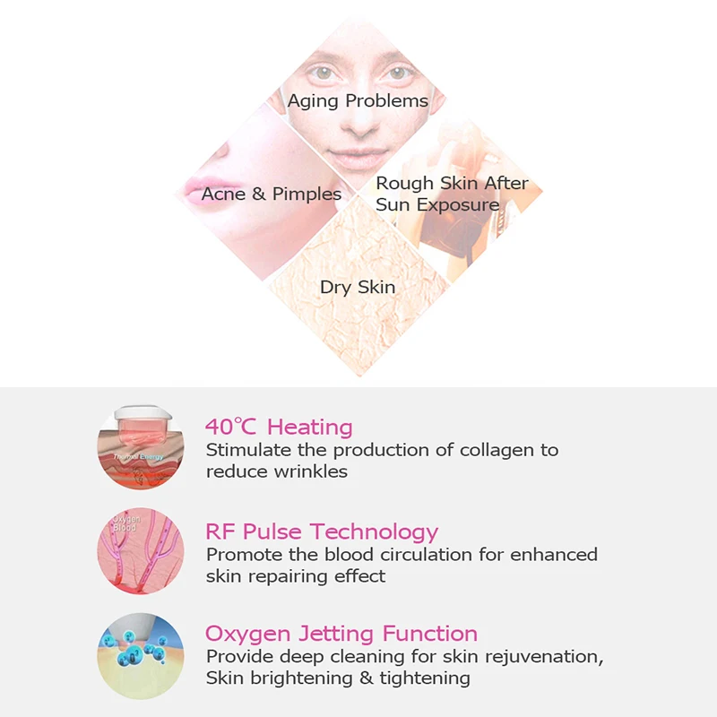 5 In 1 Radiofrequency Facial Wrinkle Remover Beauty Instrument Microcurrents For Face Repair Skin Household Pore Cleaner Tool