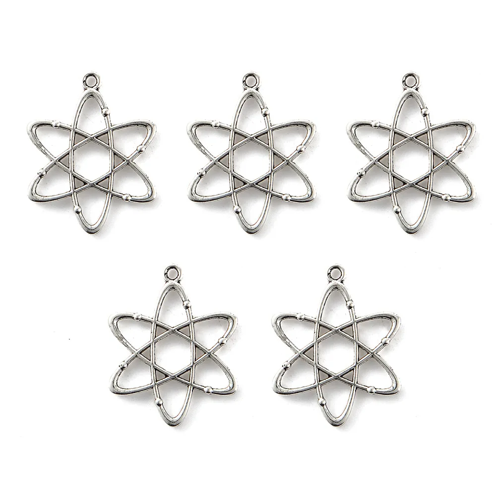

New Fashion 10 Pieces Chemical Necklace Pendant DIY Six Pointed Star Chemical Element Alloy Pendant Gifts and Decorations