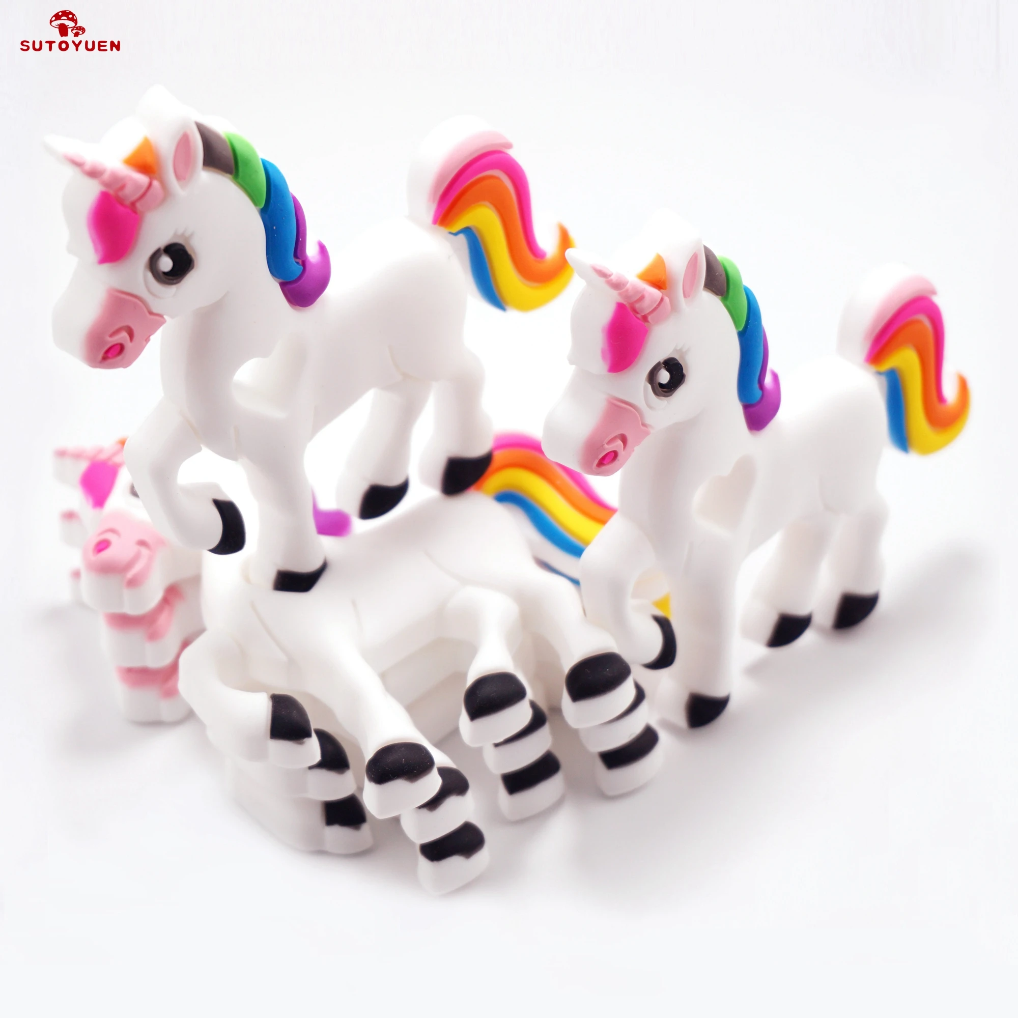 20PCS BPA Free Silicone Beads Unicorn Teether DIY Teething Pendant Necklace Sensory Toy Accessories Food Grade Baby Teethers | Мать и