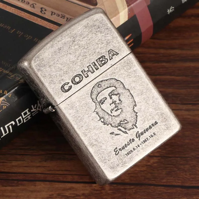 COHIBA металлические зажигалки Ветрозащитная 2 струйная зажигалка, наполненная Бутаном газовая зажигалка многоразового голубого пламени с