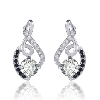 

Huitan Delicate Type 8 Women Stud Earring with White & Black CZ Stone Daily Wear Dance Party Wedding Engage Girl Stylish Jewelry