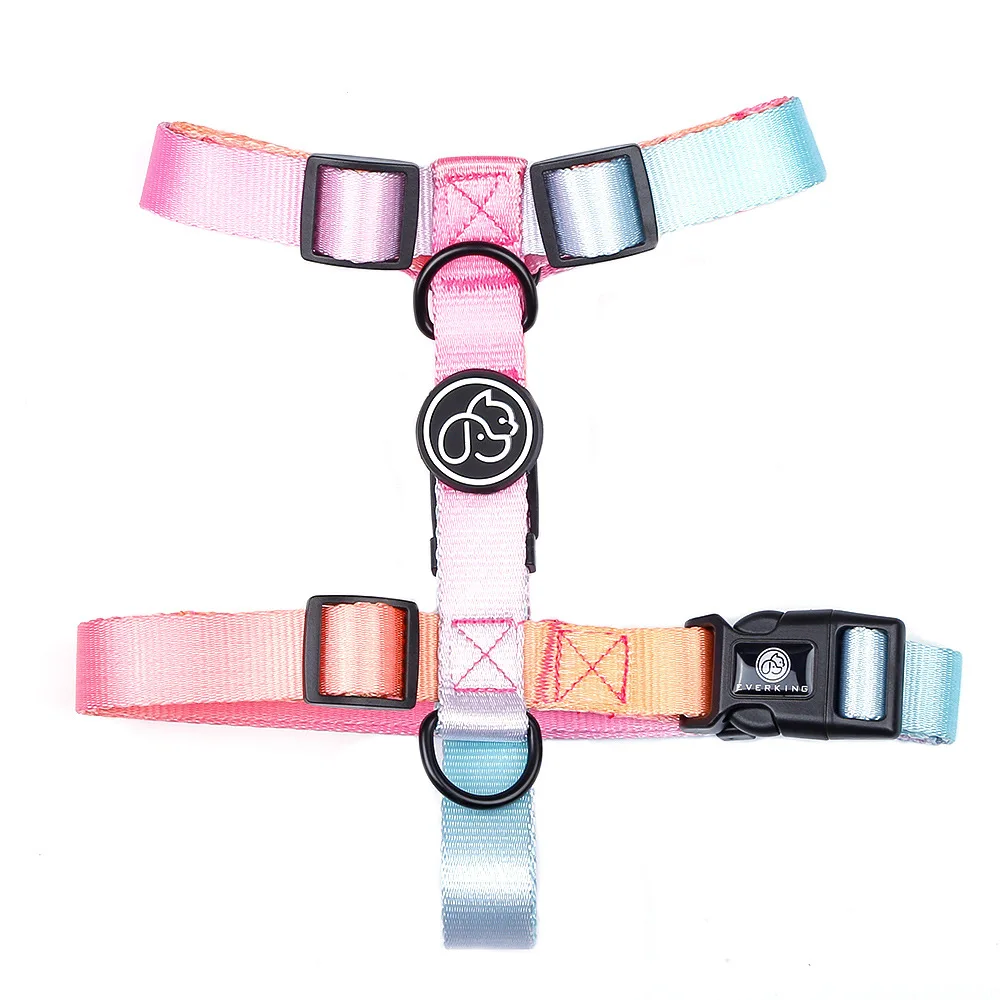 Gradient color Dog Collar and Leash Set dog luxury desgin harness for small medium and large dog harness and leash personalizedGradient color Dog Collar and Leash Set Adjustable dog vest harness no pull for small medium and large dog harness and leash dog chain collar Dog Collars