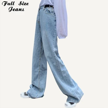 

Vintage Retro Leisure Loose Belted Wide Leg Jeans High Waist 4XL Korean Streetwear Wild Plus Size Overalls Long Jeans Mom