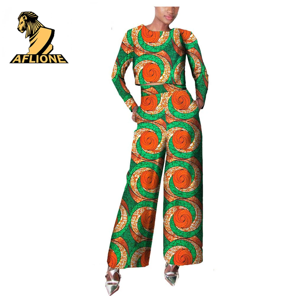 African Plus Size Elegant Jumpsuit Ankara Style 2 Piece Sets Wax Pure Cotton Female Outfits Ladies Clothes African Women ladies jumpsuit lace up high waist elegant women solid color straight leg romper female ol work playsuits комбинезон женский