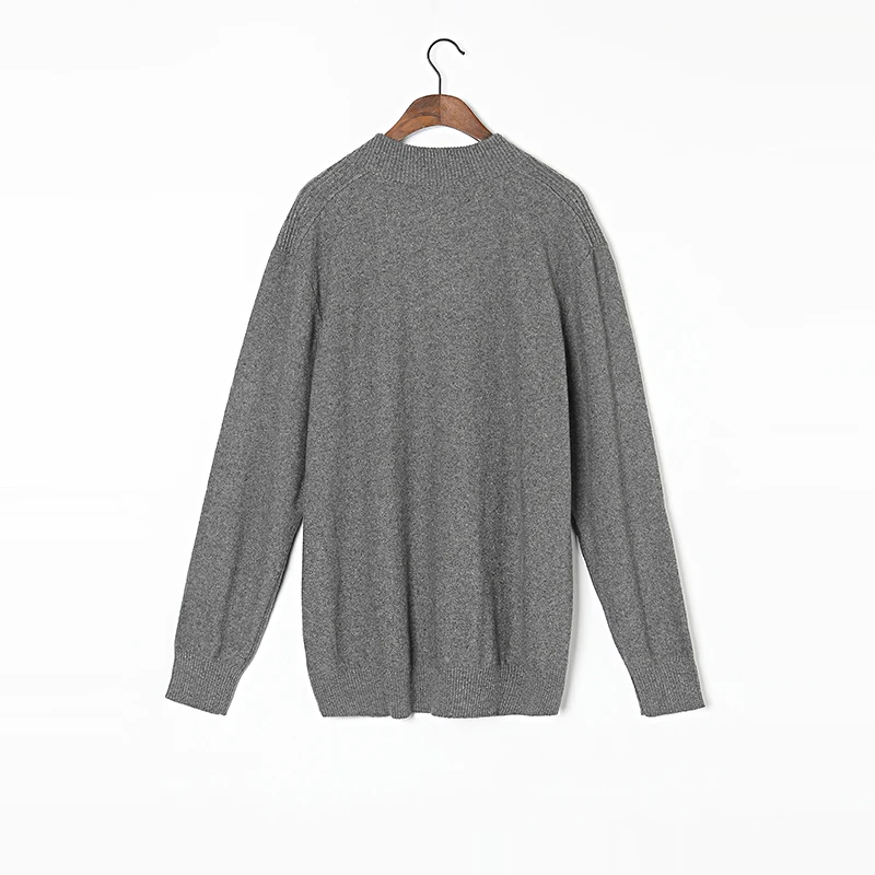 Кашемировый мужской свитер из натуральной ткани, высококачественный Зимний пуловер с вышивкой, темно-серый свитер с v-образным вырезом из чистого кашемира для мужчин