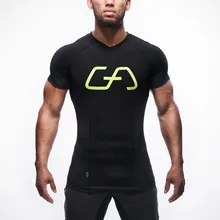 Осенняя Мужская дышащая эластичная футболка из чистого хлопка с коротким рукавом для фитнеса, футболка из чистого хлопка для пробежек и тренировок, Спортивная футболка с коротким рукавом