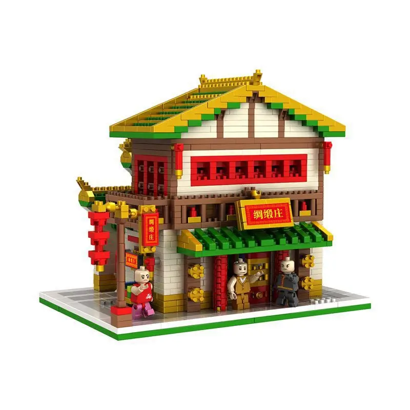 

Spell Star 9909 Chinese Street Silk Fabrics Zhuang Chinese-style Architecture Model Small Granule Diamond Building Blocks Assemb