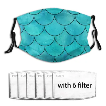 

Bright Teal Color Mermaid Fish Scale Wave Mask Mouth Face Mask Anti Dust Mask with Replaceable Filter
