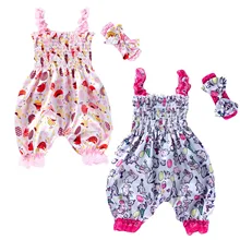 Barboteuse de pâques pour nouveau né fille, combinaison plissée sans manches, pantalon Long + bandeau, imprimé lapin de dessin animé, tenue d'été 2 pièces 