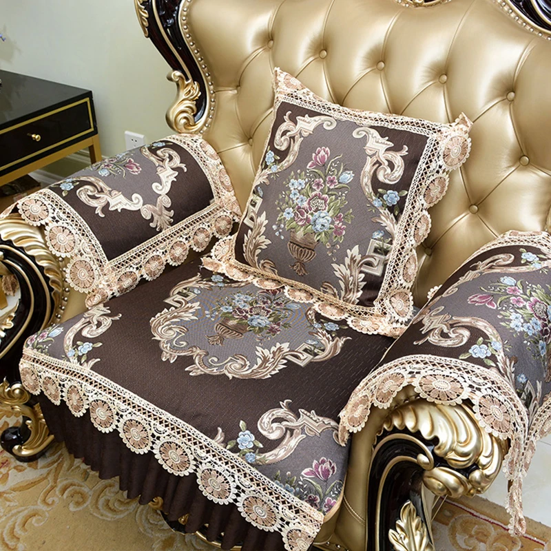 Home Decor Sofa Protector Luxury Jacquard Fabric Non Slip Sofa Cover Living Room Couch Cover Slipcover Lace Sofa Towel Cushion 6