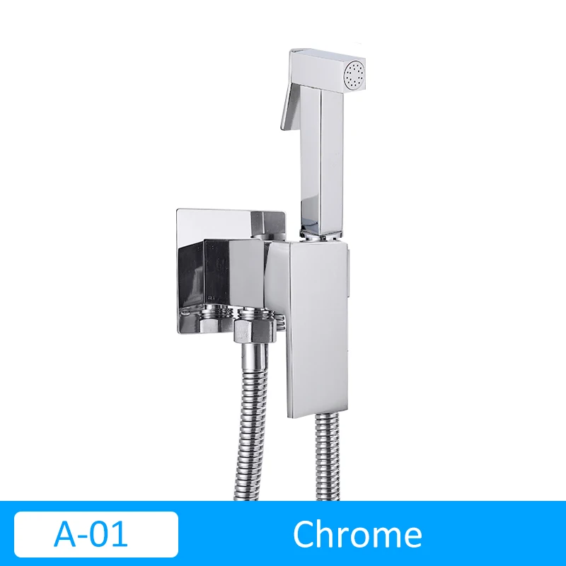 A01-Chrome Quyanre матовый черный смеситель для душа биде Твердый латунный смеситель для биде мусульманский Ducha Higienica смеситель для горячей и холодной воды краны для туалета - Цвет: A01-Chrome