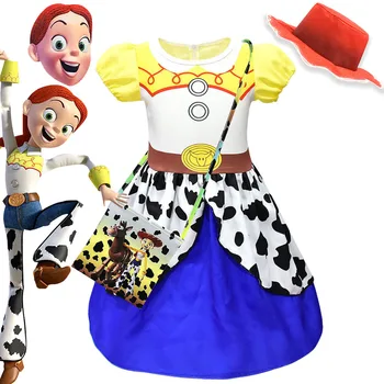 

Toy Story 4 Cowgirl Tracy Dress Girls Cosplay Costume Girls Dress Bag Hat Set Halloween Costumes Kids Cowgirl Dance Party Dress