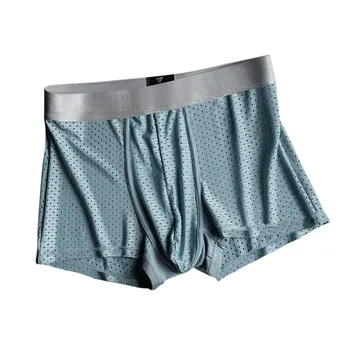 

Men's New Silver Ion Ice Silk Underwear Antibacterial Breathable Boxer Soft Comfort Capsular Bag Underpants Majtki Meskie #N
