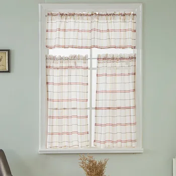 

Hemp Lattice Screen Window Kitchen Curtain Wholesale Hemp Grid Yarn Wholesale Finished Linen Curtain
