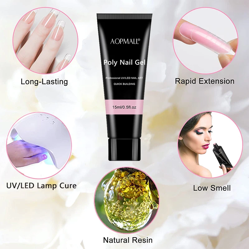 AOPMALL® Poly Nail Gel Set Extension Glue Kit For Manicure Set Nail UV/LED Acrylic Nail Polish Kit Nail Art Tool