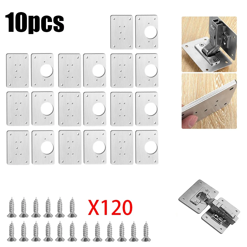 Cabinet Hinge Repair Plate Kit Kitchen Cupboard Door Hinge Mounting Plate Furniture Door Hardware Stainless Steel Hinge Repair