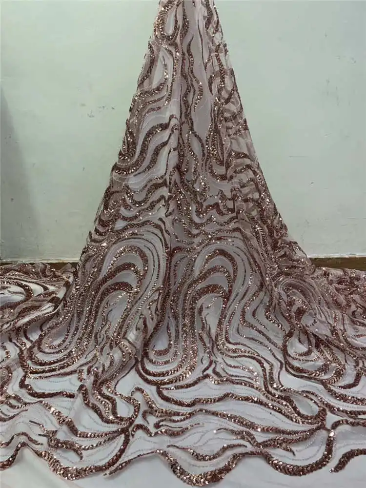 

2019 Latest Popular African Lace Fabric Heavy Hand-Made Beaded lace French net Laces For Nigerian Wedding Long Dresses WInn615k