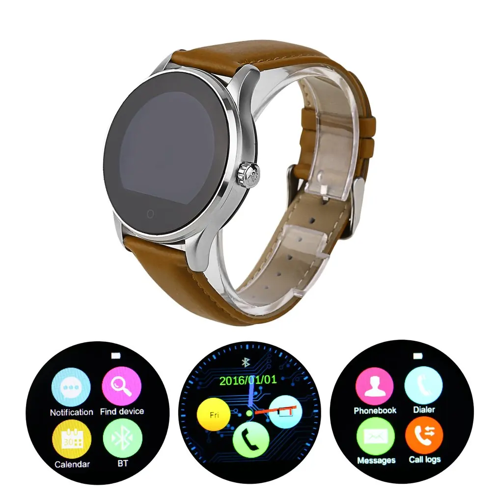 

K88H Fashionable Style Man Woman Leather Belt Sleep Monitor Watch Ultrathin Round Style Smart Wrist Watch