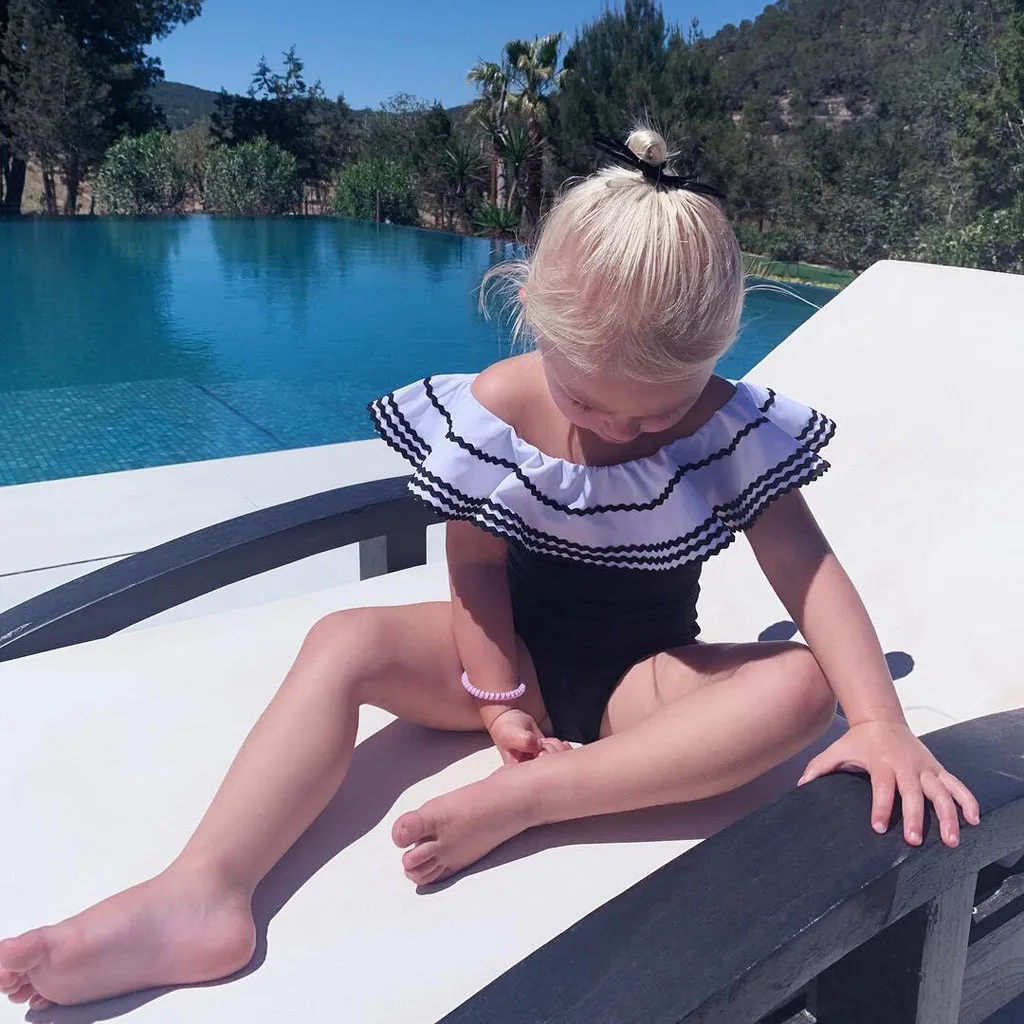 

Girls' Summer Ruffle Swimsuit One Piece Swimwear For Girls Baby Swimsuit For Children Color Block Kids Swimwear For Girls 2021