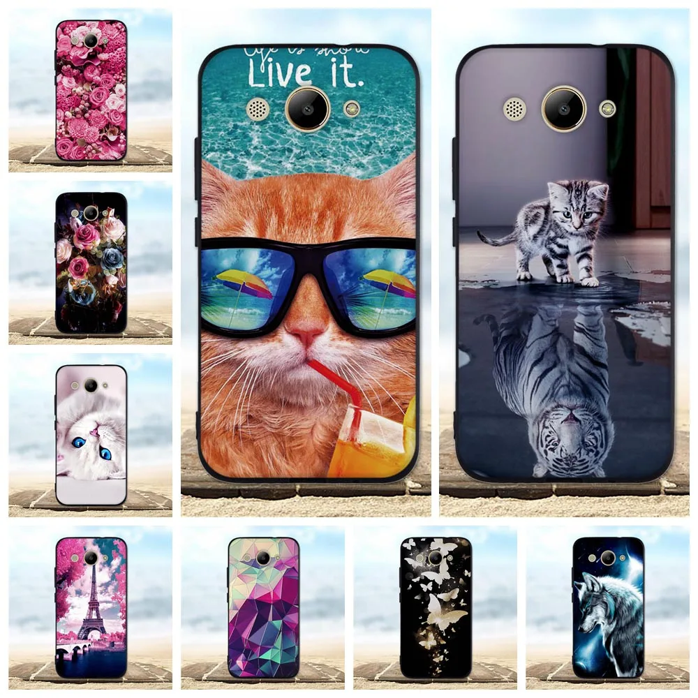 Для Fundas huawei Y3 2017/Y5 Llite чехол 3D узор кошка черный для 2017 силиконовый Y5 | Мобильные