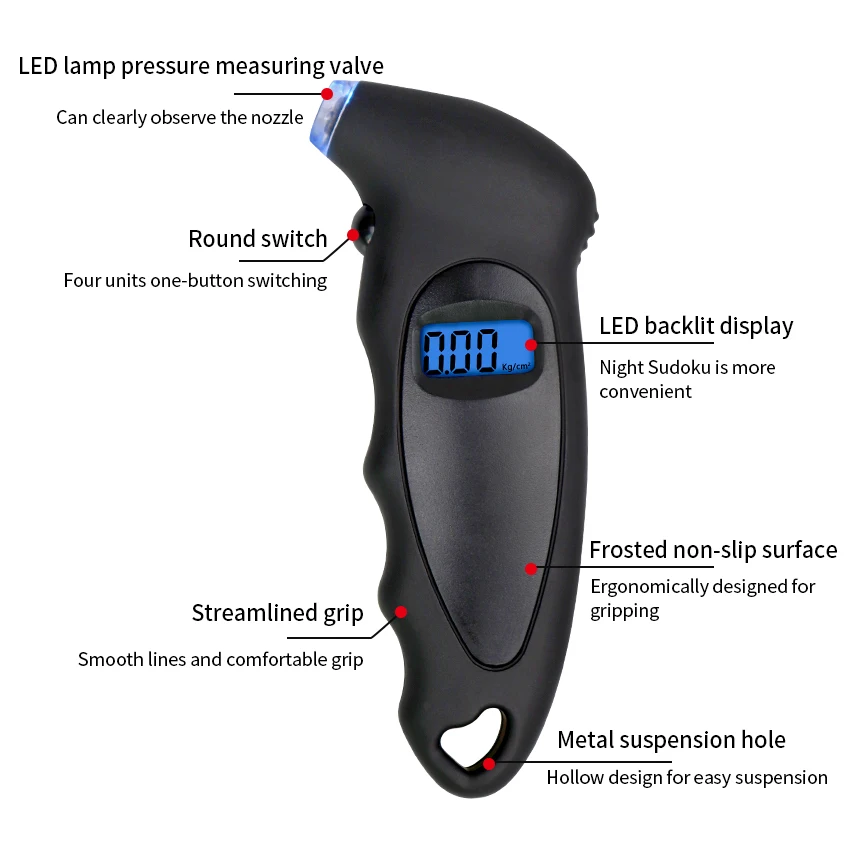 

New Digital Car Tire Tyre Air Pressure Gauge Meter Backlight High-precision Digital Tire Pressure Monitoring Car Tire Pressure