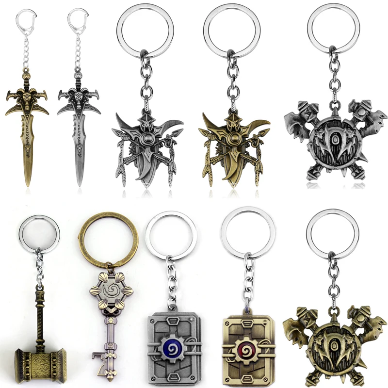 

WOW World of Warcraft Frostmourne Keyring Keychain High Quality Game HearthStone Key Chain Sword Hammer Axe Weapon Key Rings