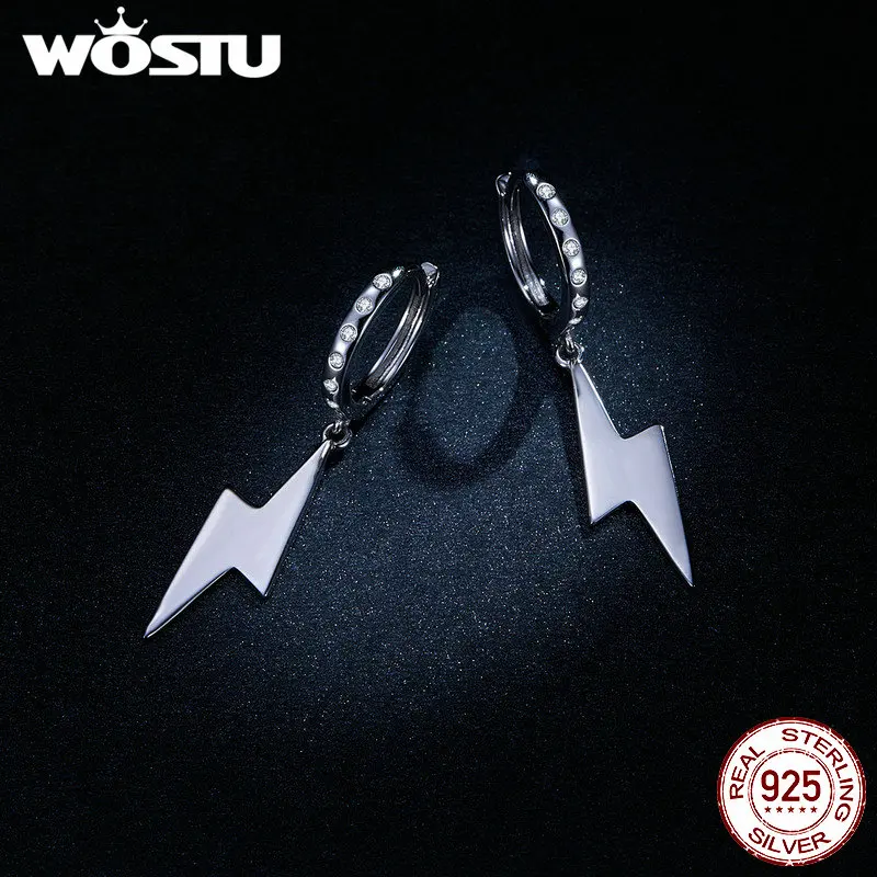 WOSTU,, 925 пробы, серебряные, с молнией, циркониевые серьги-капли для женщин, для свадьбы, помолвки, модное ювелирное изделие, подарок BNE221