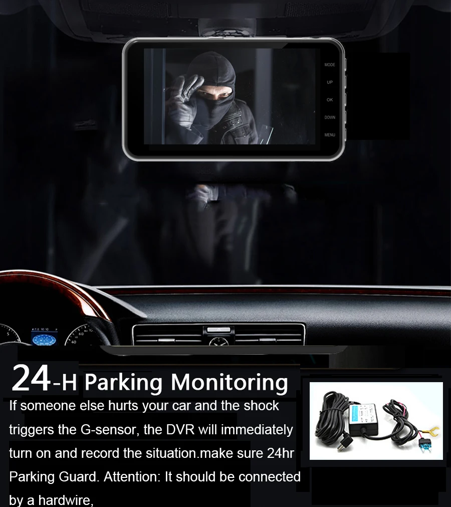 Автомобильный видеорегистратор Anfilite HD 1080 P, 4 дюйма, ips, двойной объектив, 1080 P, видео регистратор, регистратор с ночным видением, Автомобильный видеорегистратор s