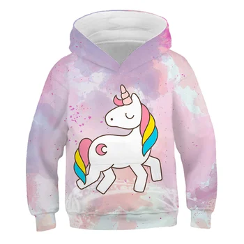 

2020 Autumn and winter Boys Girls Unicorn cartoon Sweatshirts Hoodies Clothes Children Long Sleeve polyester hoodies 4-14Y