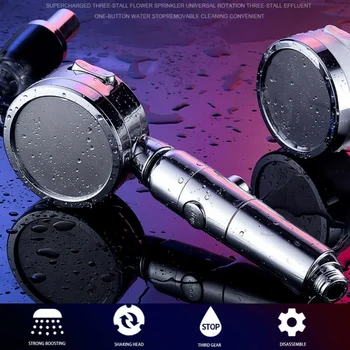 

3 Modes With Switch Button Handheld Shower Head Third Gear Adjustment With Water Stop High-Pressure Plastic Bathroom