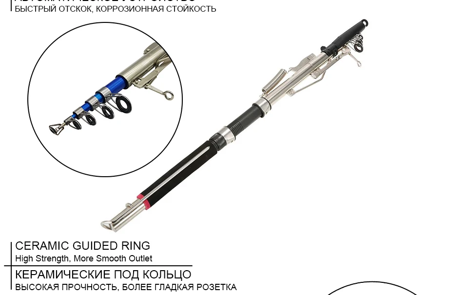 K8356 высокое качество 2,1 М 2,4 М 2,7 м Чувствительная Автоматическая Удочка из стекловолокна телескопическая удочка из нержавеющей стали концы De Pesca