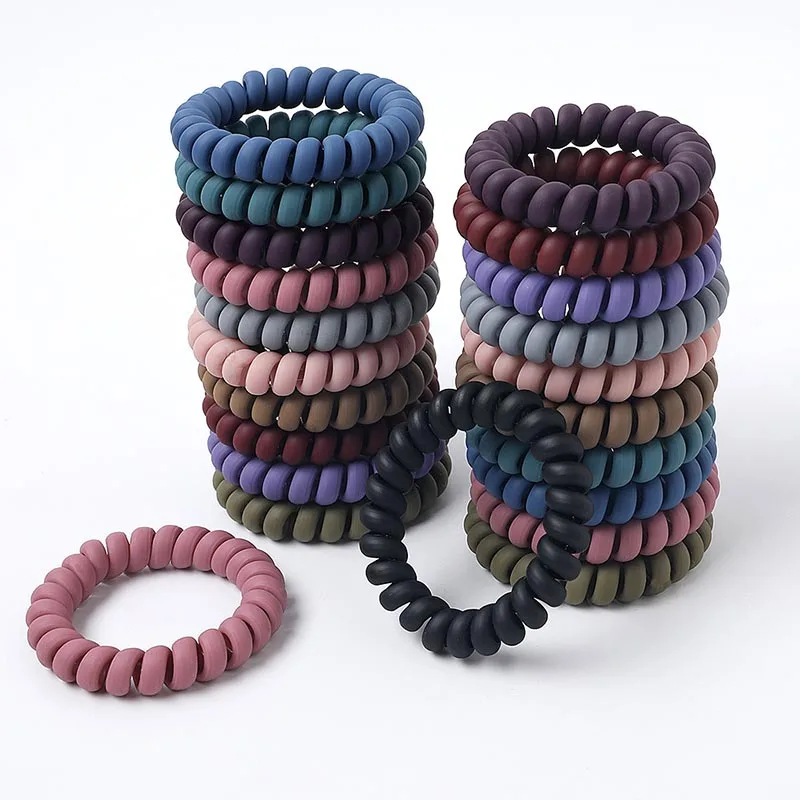 Colorful Telephone Wire Hair Bands Women Girls Hair Accessories Rubber Band Headwear Hair Rope Spiral Shape Hair Ties headwear