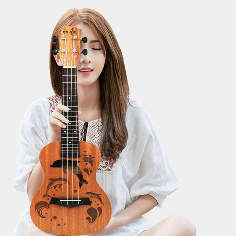 Укулеле Uke 4 нейлоновые струны Sapele палисандр гитара Дельфин шаблон Универсальный