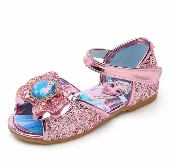 

New Fashion Girls Elsa Sandals Princess high quality Shoes flat heel soft Cartoon Summer Toddler Girl Shoes Snow Queen