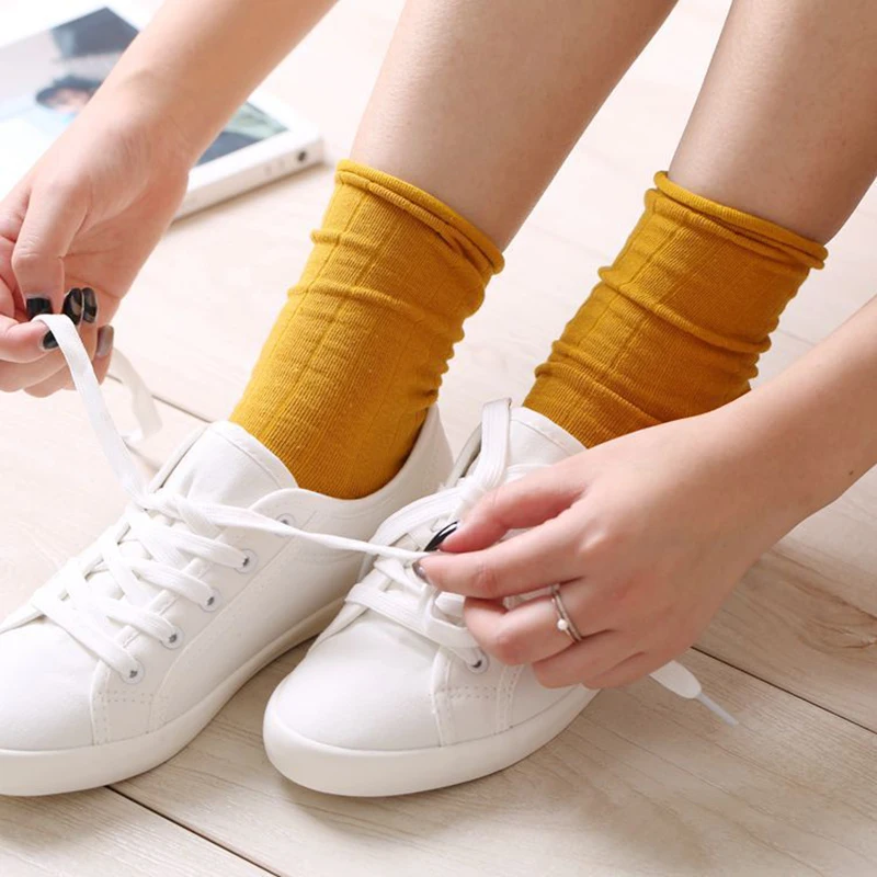 

Cotton women's socks cotton solid color curling comfortable breathable socks