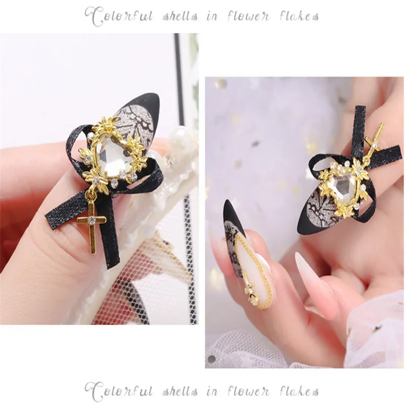 

50Pcs Nail Crystal Charms Love Heart Bow Pendant Cross Diamond Design Gems White/AB Color Nail Rhinestones Jewelry Decoration JE