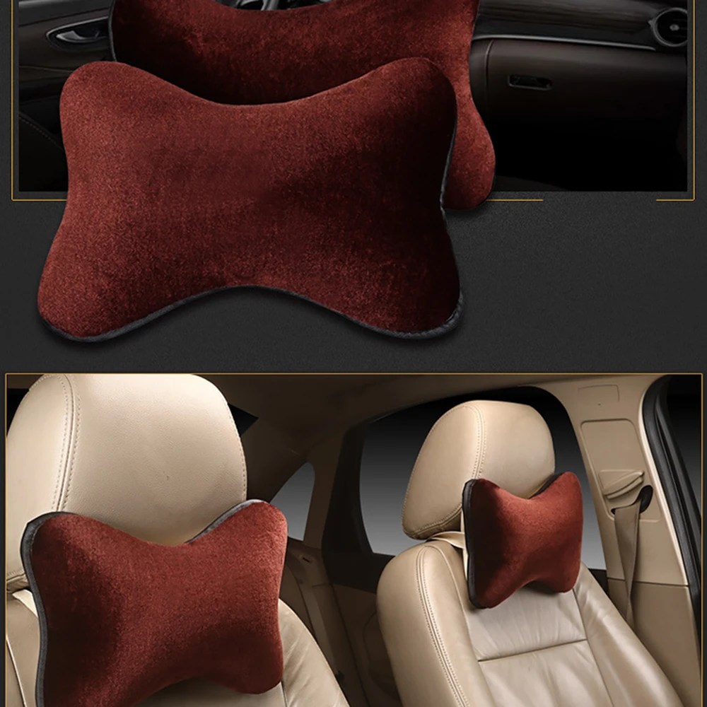 2Pcs Vehicle Car Soft Warm Headrest Neck Pillow Automotive Seat Head Rest Plush Cushion Interior Accessories Winter 5 | Автомобили и