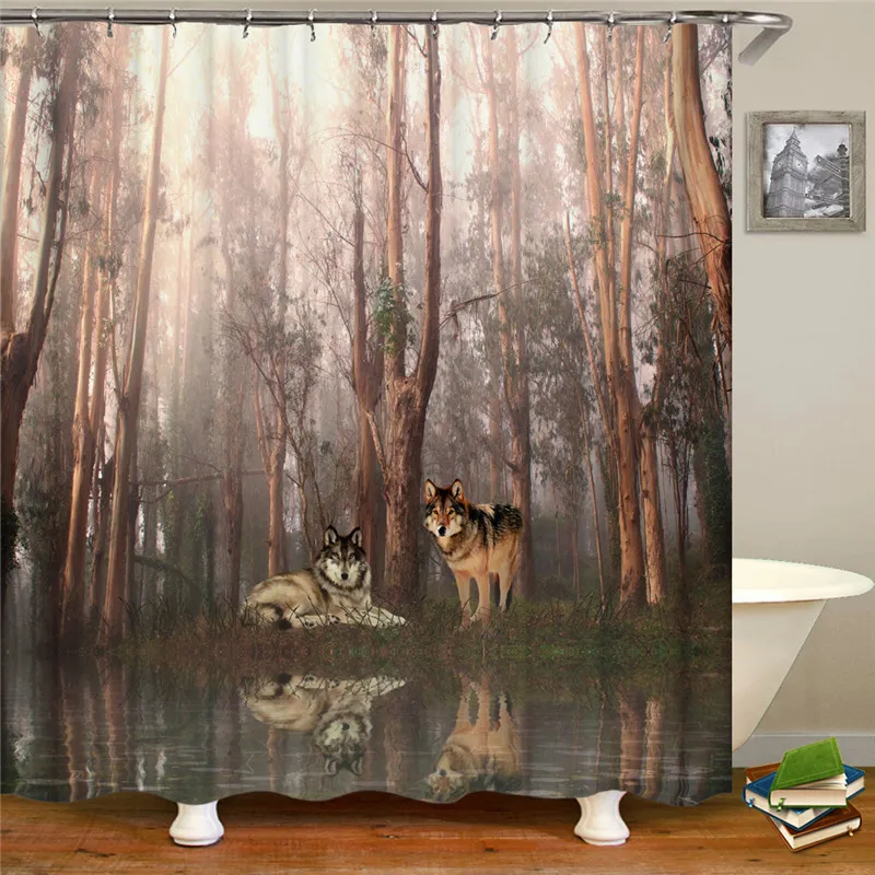 

3D multi-pattern shower curtain bathroom supplies waterproof fabric shower curtain gauze with hook for home decoration